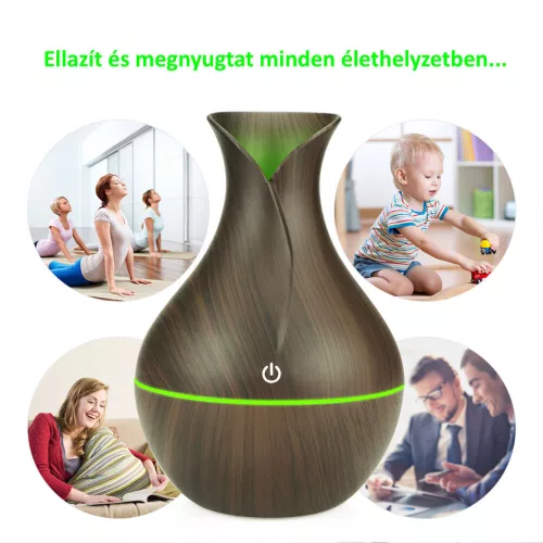 BipiLine Aromaterápiás Diffúzor - M - Tulipán - Színváltós - Sötétbarna - 130ml