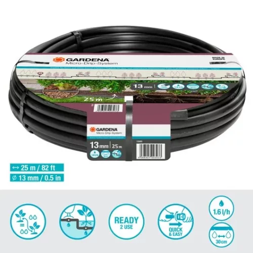 Gardena MD csepegtető cső növénysorokhoz, 
süllyeszthető 13 mm / 25 m