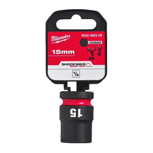 Milwaukee 1/2' Dugókulcsbetét hatlapú, gépi, rövid 15 mm - 1 db