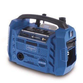 Scheppach Air Force 6-akkus hibrid kompresszor-IXES 20V,12V,230V(akkués töltő né