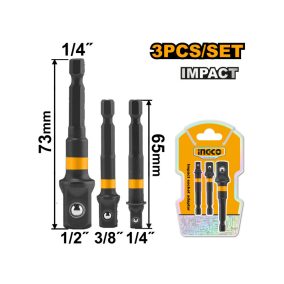   INGCO Dugókulcs adapter 3 részes 1/4" Hex-->1/2", 1/4", 3/8&qu