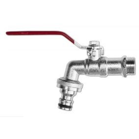   Kerti csap nikkelezett sárgaréz 1/2 col, golyós, bekötés 3/4 col, kuplungos