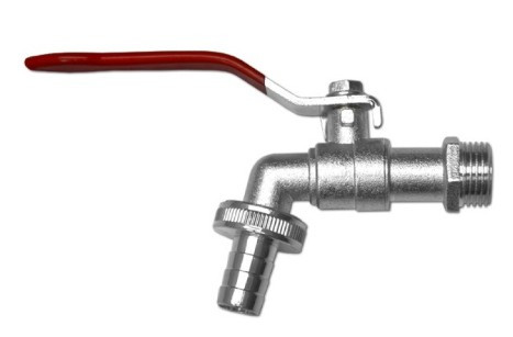 Kerti csap nikkelezett 3/4 col, golyós, bekötés 3/4 col, 1/2 col tömlővéggel