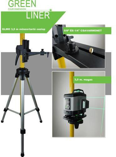 4D Green Liner zöld szintező lézer kofferben, konzollal, távirányítóval, 3,5m