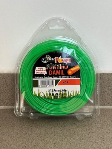 Műanyag vágószál 2,7mmx68m kör, műanyag tekercs 0,5 kg