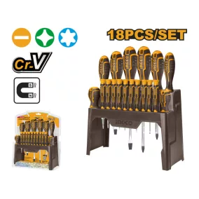 INGCO Csavarhúzó készlet 18 részes mágneses CrV