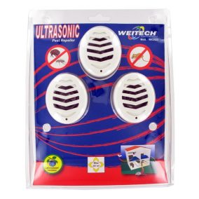   Weitech Ultrahangos kártevő riasztó 45m2, 3db/csomag /hálózatról működik
