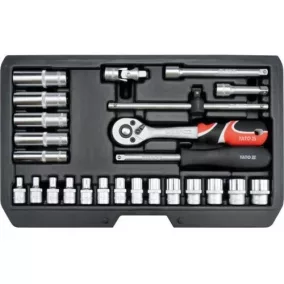 YATO Dugókulcs klt. 25 részes 1/4 col: 3,5-14 mm CrV