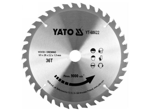 Yato fűrésztárcsa fához 185x20x1,5mm 36T