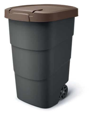 Prosperplast Wheeler 90 l szemetes kuka antracit barna fedéllel