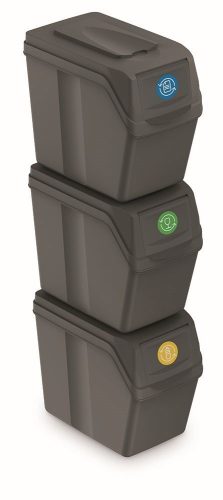 Prosperplast SORTIBOX 3 x 20 l hulladékgyűjtő  3 x 20 l szürke kő