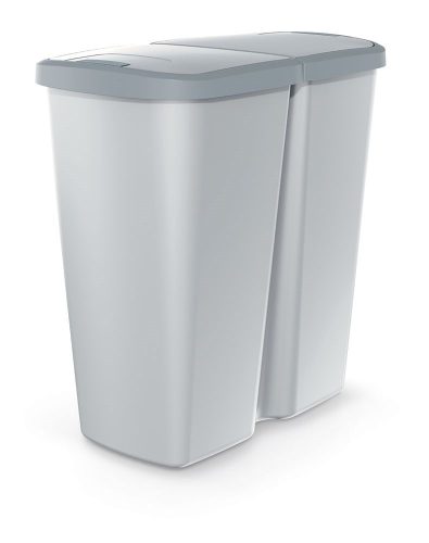 Hulladékgyűjtő Prosperplast COMPACTA Q DUO, 45 l hamu színben, világosszürke fedéllel