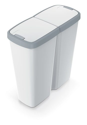 Hulladékgyűjtő Prosperplast COMPACTA Q DUO, 50 l hamu színben, világosszürke fedéllel