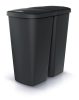 Hulladékgyűjtő Prosperplast COMPACTA Q DUO , 45 l újrahasznosított fekete, fekete fedéllel