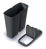 Hulladékgyűjtő Prosperplast COMPACTA Q DUO,  50 l újrahasznosított fekete, fekete fedéllel