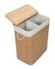 G21-es 105 literes szennyeskosár elválasztókkal, rattan utánzat, fehér betéttel