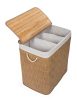 G21-es 150 literes szennyeskosár elválasztókkal, rattan utánzat, fehér betéttel
