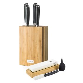   G21 Gourmet Damascus késkészlet bambusz blokkban 4 db + köszörűkő