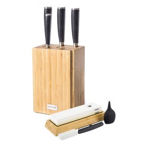   G21 Damascus Prémium kés készlet bambusz blokkban, 4 db + élező kő