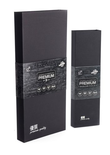 G21 Damascus Prémium kés készlet bambusz blokkban, 4 db + élező kő