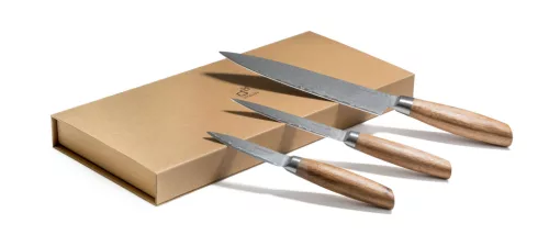 G21 Gourmet Damaszkuszi small box 3 db-os késkészlet, zebrawood markolattal