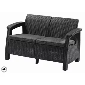   Keter Corfu kerti bútor love seat kétszemélyes kanapé, grafitszürke
