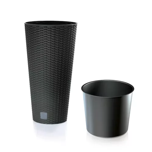Prosperplast Rato Tubus virágcserép antracit 20 cm-es betéttel