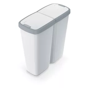   Hulladékgyűjtő Prosperplast COMPACTA Q DUO, 50 l hamu színben, világosszürke fedéllel