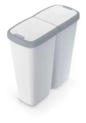 Hulladékgyűjtő Prosperplast COMPACTA Q DUO, 50 l hamu színben, világosszürke fedéllel