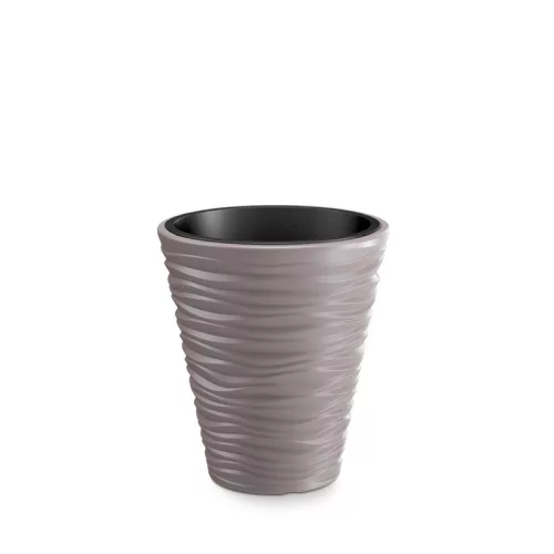 Prosperplast SAND virágcserép betéttel, 34,5 cm, mocca