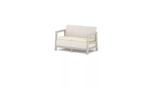 Meble ogrodowe Keter Scandi sofa dwuosobowa beżowo szara