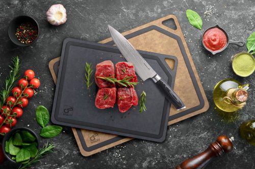 G21 EcoCut szeletelődeszka természetes cellulózból – 2 darabos készlet, barna/grafit színben