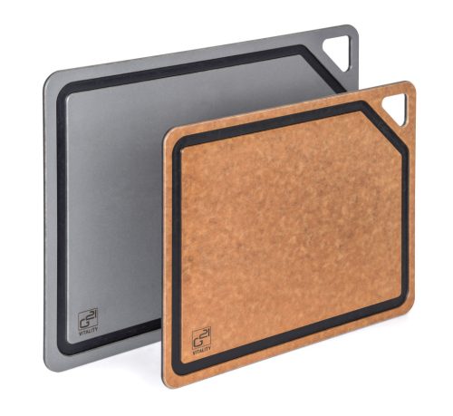 G21 EcoCut szeletelődeszka természetes cellulózból – 2 darabos készlet, grafit/barna színben