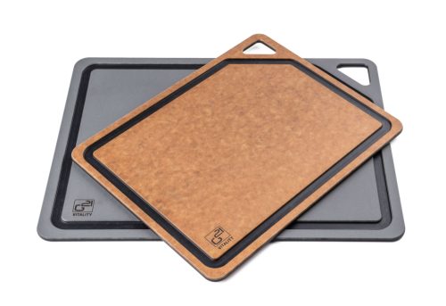 G21 EcoCut szeletelődeszka természetes cellulózból – 2 darabos készlet, grafit/barna színben
