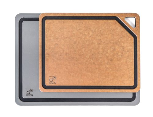 G21 EcoCut szeletelődeszka természetes cellulózból – 2 darabos készlet, grafit/barna színben