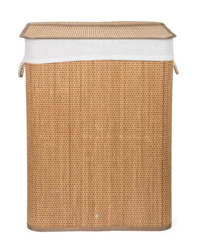 G21 bambusz szennyeskosár,105 l kapacitású, fehér betéttel, elválasztó elemekkel