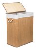 G21 bambusz szennyeskosár,105 l kapacitású, fehér betéttel, elválasztó elemekkel