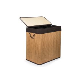   G21 bambusz szennyeskosár,150 l kapacitású, barna betéttel, elválasztó elemekkel