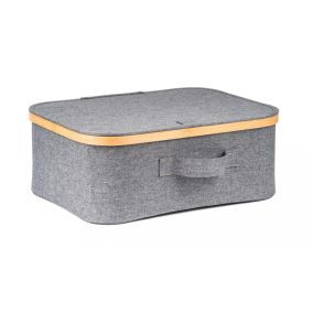   Tárolódoboz G21 40 x 30 x 15 cm, bambusz, fedéllel, szürke