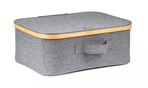 Tárolódoboz G21 40 x 30 x 15 cm, bambusz, fedéllel, szürke