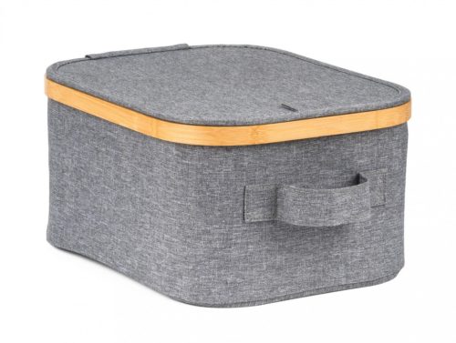 Tárolódoboz G21 24 x 30 x 15 cm, bambusz fedéllel, szürke