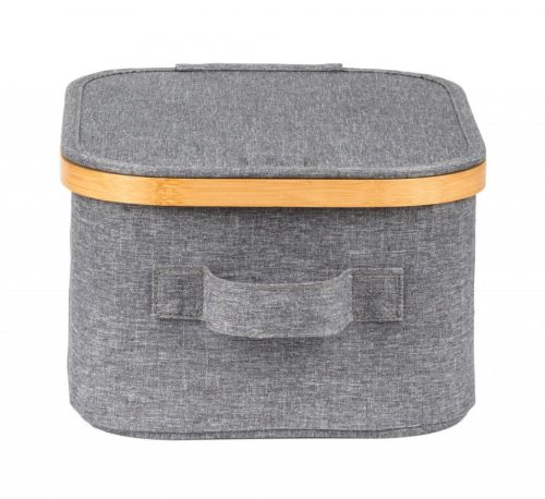 Tárolódoboz G21 24 x 30 x 15 cm, bambusz fedéllel, szürke