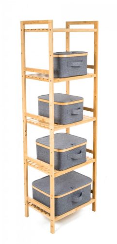 Tárolódoboz G21 24 x 30 x 15 cm, bambusz fedéllel, szürke