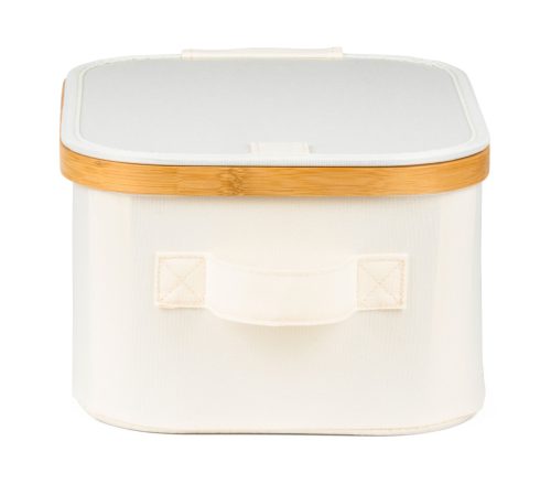 Tárolódoboz G21 24 x 30 x 15 cm, bambusz fedéllel, bézs