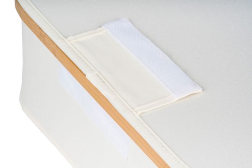 Tárolódoboz G21 24 x 30 x 15 cm, bambusz fedéllel, bézs