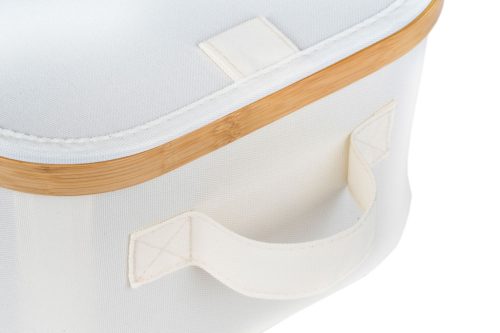 Tárolódoboz G21 24 x 30 x 15 cm, bambusz fedéllel, bézs