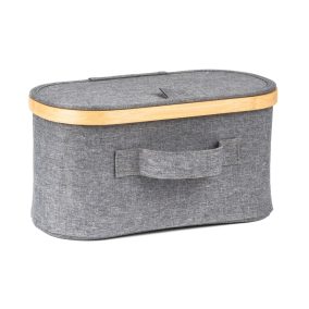  Tárolódoboz G21 30 x 15 x 15 cm, bambusz fedéllel, szürke