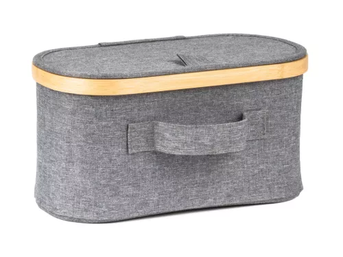 Tárolódoboz G21 30 x 15 x 15 cm, bambusz fedéllel, szürke