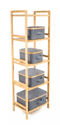 Tárolódoboz G21 30 x 15 x 15 cm, bambusz fedéllel, szürke