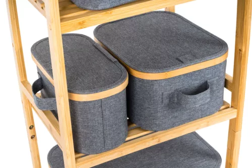 Tárolódoboz G21 30 x 15 x 15 cm, bambusz fedéllel, szürke